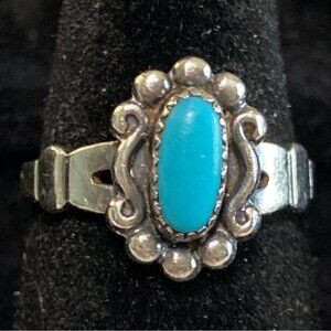 Ring Turquoise 1960s Bell Trading Post Size 4 Vintage Jewelry Sterling Silver St